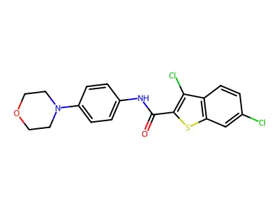 3,6-dichloro-N-(4-morpholin-4-ylphenyl)-1-benzothiophene-2-carboxamide structure