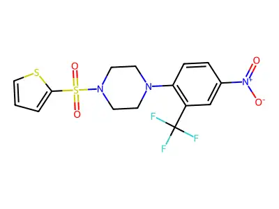 1-[4-Nitro-2-(trifluoromethyl)phenyl]-4-thiophen-2-ylsulfonylpiperazine structure