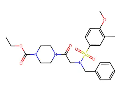 ethyl 4-[2-[benzyl-(4-methoxy-3-methylphenyl)sulfonylamino]acetyl]piperazine-1-carboxylate structure