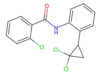 2-chloro-N-[2-(2,2-dichlorocyclopropyl)phenyl]benzamide structure