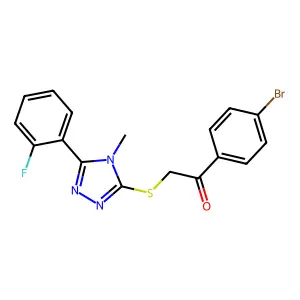 1-(4-bromophenyl)-2-[[5-(2-fluorophenyl)-4-methyl-1,2,4-triazol-3-yl]sulfanyl]ethanone structure