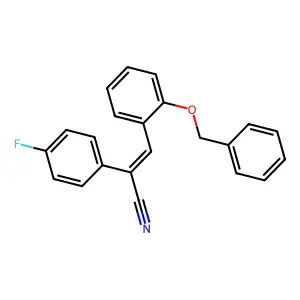 (E)-2-(4-fluorophenyl)-3-(2-phenylmethoxyphenyl)prop-2-enenitrile structure