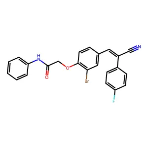 2-[2-bromo-4-[(E)-2-cyano-2-(4-fluorophenyl)ethenyl]phenoxy]-N-phenylacetamide structure