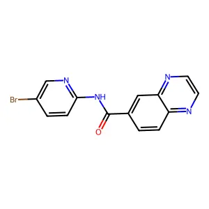 N-(5-bromopyridin-2-yl)quinoxaline-6-carboxamide structure