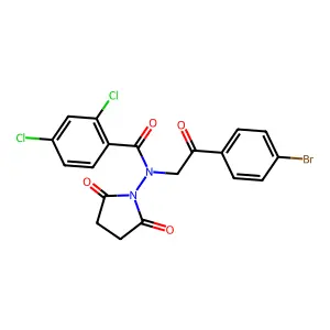 N-[2-(4-bromophenyl)-2-oxoethyl]-2,4-dichloro-N-(2,5-dioxopyrrolidin-1-yl)benzamide structure