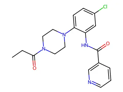 N-[5-chloro-2-(4-propanoylpiperazin-1-yl)phenyl]pyridine-3-carboxamide structure