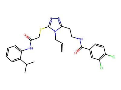 3,4-dichloro-N-(2-{5-[(2-oxo-2-{[2-(propan-2-yl)phenyl]amino}ethyl)sulfanyl]-4-(prop-2-en-1-yl)-4H-1,2,4-triazol-3-yl}ethyl)benzamide structure