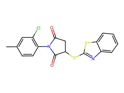 3-(1,3-benzothiazol-2-ylsulfanyl)-1-(2-chloro-4-methylphenyl)pyrrolidine-2,5-dione structure