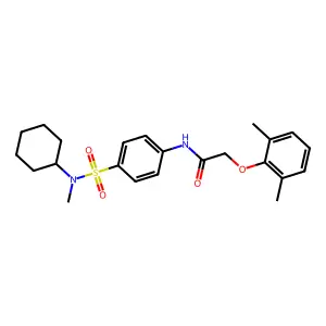 N-(4-{[cyclohexyl(methyl)amino]sulfonyl}phenyl)-2-(2,6-dimethylphenoxy)acetamide structure