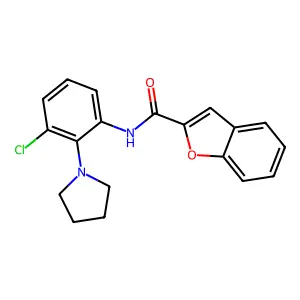 N-[3-chloro-2-(1-pyrrolidinyl)phenyl]-1-benzofuran-2-carboxamide structure