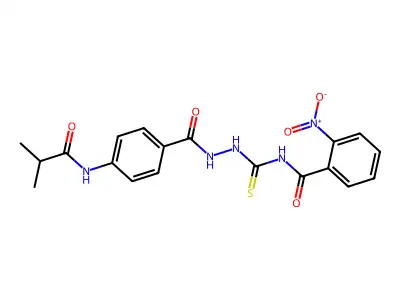 N-({2-[4-(isobutyrylamino)benzoyl]hydrazino}carbonothioyl)-2-nitrobenzamide structure