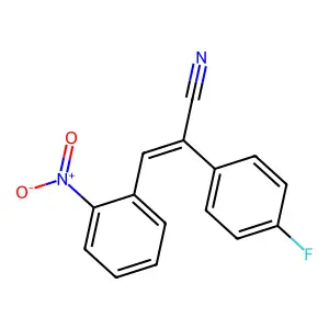(E)-2-(4-fluorophenyl)-3-(2-nitrophenyl)prop-2-enenitrile structure