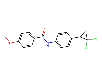 N-[4-(2,2-dichlorocyclopropyl)phenyl]-4-methoxybenzamide structure