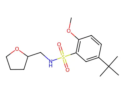 5-tert-butyl-2-methoxy-N-(oxolan-2-ylmethyl)benzenesulfonamide structure