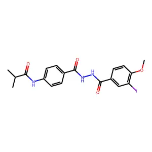 N-[4-[[(3-iodo-4-methoxybenzoyl)amino]carbamoyl]phenyl]-2-methylpropanamide structure