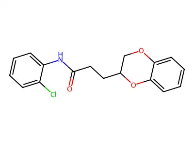 N-(2-chlorophenyl)-3-(2,3-dihydro-1,4-benzodioxin-3-yl)propanamide structure