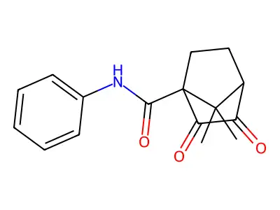 7,7-dimethyl-2,3-dioxo-N-phenylbicyclo[2.2.1]heptane-1-carboxamide structure
