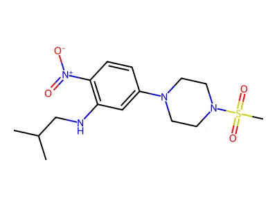 N-(2-methylpropyl)-5-(4-methylsulfonylpiperazin-1-yl)-2-nitroaniline structure