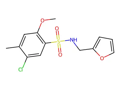 5-chloro-N-(furan-2-ylmethyl)-2-methoxy-4-methylbenzenesulfonamide structure