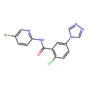 N-(5-bromo-2-pyridinyl)-2-chloro-5-(4H-1,2,4-triazol-4-yl)benzamide structure