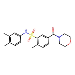 N-(3,4-dimethylphenyl)-2-methyl-5-(4-morpholinylcarbonyl)benzenesulfonamide structure