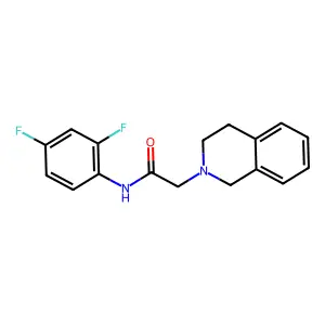 N-(2,4-difluorophenyl)-2-(3,4-dihydro-2(1H)-isoquinolinyl)acetamide structure