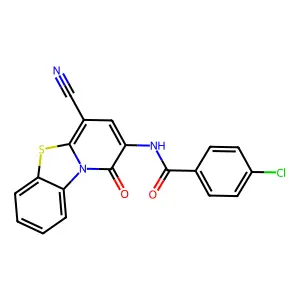 4-chloro-N-(4-cyano-1-oxo-1H-pyrido[2,1-b][1,3]benzothiazol-2-yl)benzamide structure