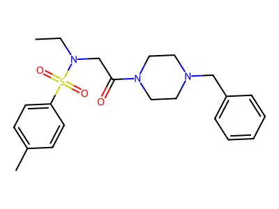 N-[2-(4-benzylpiperazin-1-yl)-2-oxoethyl]-N-ethyl-4-methylbenzenesulfonamide structure