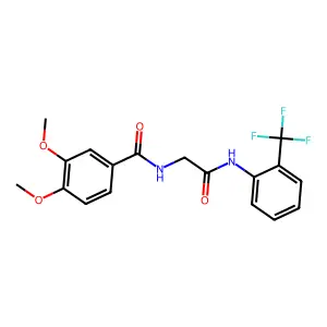 3,4-dimethoxy-N-[2-oxo-2-[2-(trifluoromethyl)anilino]ethyl]benzamide structure