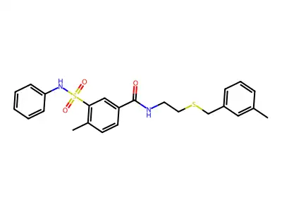 4-methyl-N-[2-[(3-methylphenyl)methylsulfanyl]ethyl]-3-(phenylsulfamoyl)benzamide structure