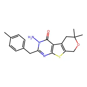 3-amino-6,6-dimethyl-2-(4-methylbenzyl)-5,6-dihydro-3H-pyrano[4',3':4,5]thieno[2,3-d]pyrimidin-4(8H)-one structure
