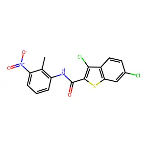 3,6-dichloro-N-(2-methyl-3-nitrophenyl)-1-benzothiophene-2-carboxamide structure