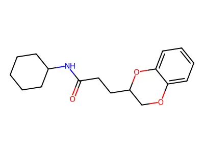N-cyclohexyl-3-(2,3-dihydro-1,4-benzodioxin-2-yl)propanamide structure