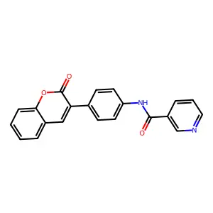 N-[4-(2-oxochromen-3-yl)phenyl]pyridine-3-carboxamide structure