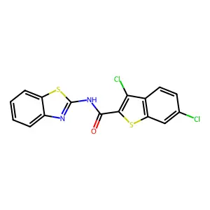 N-(1,3-benzothiazol-2-yl)-3,6-dichloro-1-benzothiophene-2-carboxamide structure