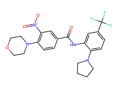 4-morpholin-4-yl-3-nitro-N-[2-pyrrolidin-1-yl-5-(trifluoromethyl)phenyl]benzamide structure