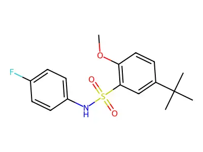 5-tert-butyl-N-(4-fluorophenyl)-2-methoxybenzenesulfonamide structure