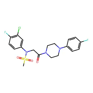 N-(3-chloro-4-fluorophenyl)-N-[2-[4-(4-fluorophenyl)piperazin-1-yl]-2-oxoethyl]methanesulfonamide structure