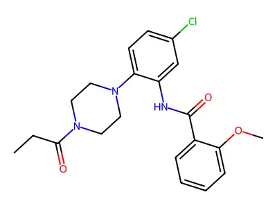N-[5-chloro-2-(4-propanoylpiperazin-1-yl)phenyl]-2-methoxybenzamide structure