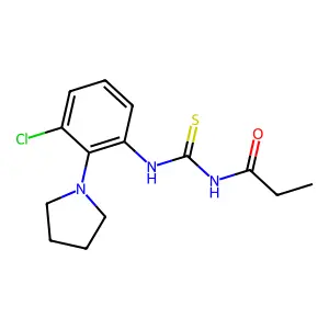N-[(3-chloro-2-pyrrolidin-1-ylphenyl)carbamothioyl]propanamide structure