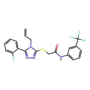 2-[[5-(2-fluorophenyl)-4-prop-2-enyl-1,2,4-triazol-3-yl]sulfanyl]-N-[3-(trifluoromethyl)phenyl]acetamide structure