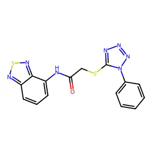 N-(2,1,3-benzothiadiazol-4-yl)-2-(1-phenyltetrazol-5-yl)sulfanylacetamide structure