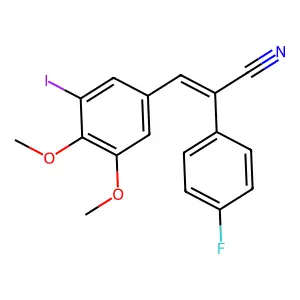 (E)-2-(4-fluorophenyl)-3-(3-iodo-4,5-dimethoxyphenyl)prop-2-enenitrile structure