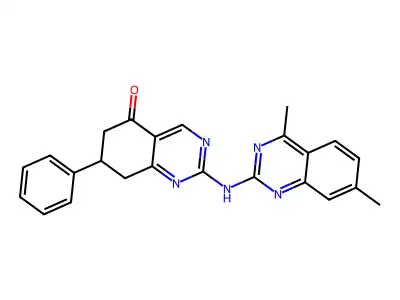 2-[(4,7-dimethylquinazolin-2-yl)amino]-7-phenyl-7,8-dihydroquinazolin-5(6H)-one structure