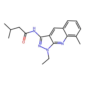 N-(1-ethyl-8-methylpyrazolo[3,4-b]quinolin-3-yl)-3-methylbutanamide structure