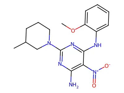 N4-(2-methoxyphenyl)-2-(3-methylpiperidin-1-yl)-5-nitropyrimidine-4,6-diamine structure