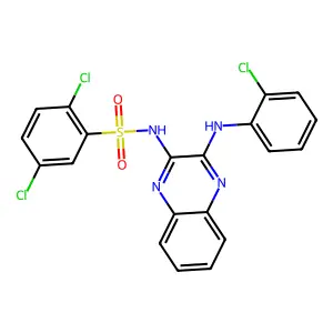 2,5-dichloro-N-{3-[(2-chlorophenyl)amino]quinoxalin-2-yl}benzenesulfonamide structure