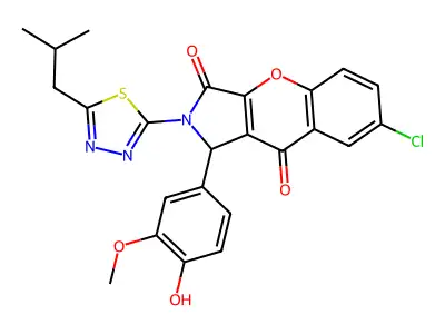 7-chloro-1-(4-hydroxy-3-methoxyphenyl)-2-(5-isobutyl-1,3,4-thiadiazol-2-yl)-1,2-dihydrochromeno[2,3-c]pyrrole-3,9-dione structure