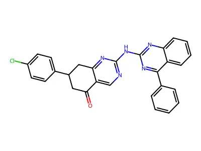 7-(4-chlorophenyl)-2-[(4-phenylquinazolin-2-yl)amino]-7,8-dihydroquinazolin-5(6H)-one structure