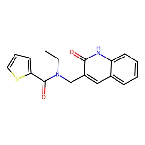 N-ethyl-N-[(2-oxo-1H-quinolin-3-yl)methyl]thiophene-2-carboxamide structure